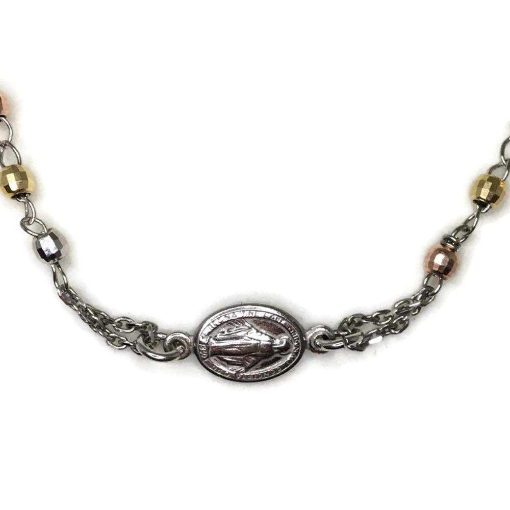 3 tone layer Rosary disco beads and cross - Picture 2 of 3